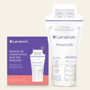 Image et packaging des sachets de conservation de lait maternel Lansinoh
